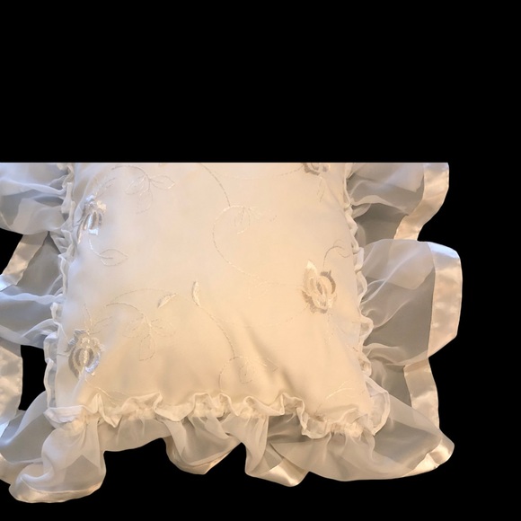 Victorian Style Pillow w/Embroidery and Satin Trim; 9”x15” Prop Pillow, Doll etc - Picture 5 of 6